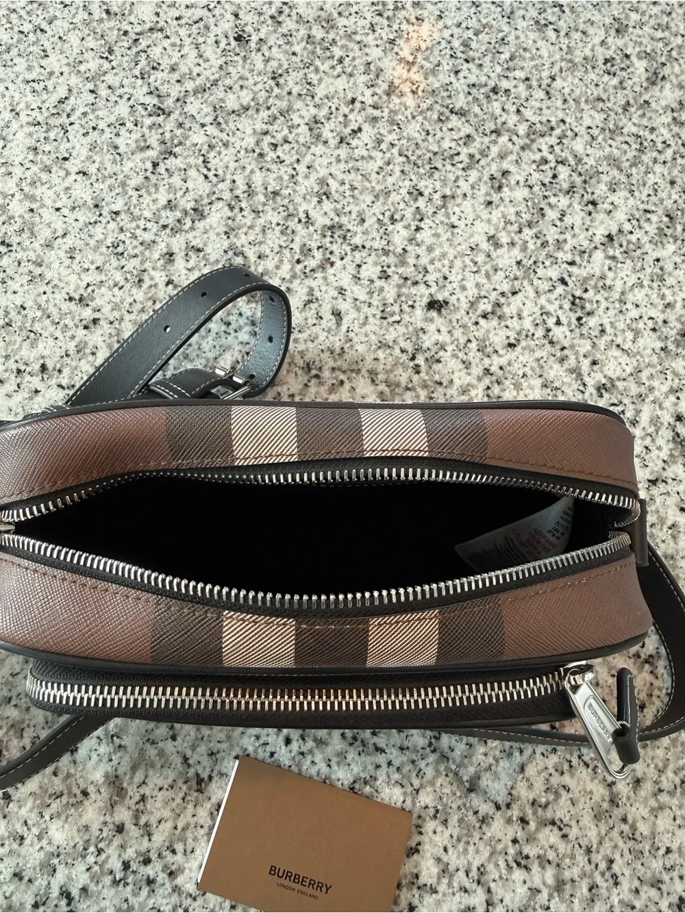 Burberry Brown and Black Check Messenger Crossbody